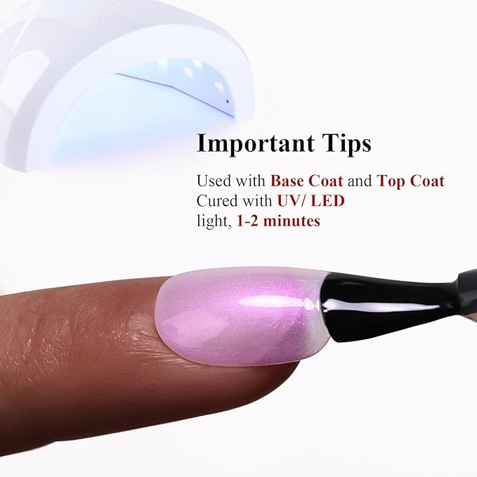 Pearl Gel Nail Polish, Rose Purple Transparent Shimmer Shell Nail Gel Polish Glitter Mermaid Iridescent Pearlescent Sparkle Spring Summer Soak Off Led UV Manicure 15ML