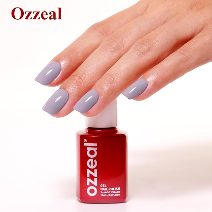 Gel Polish, 0.5 Fl Oz Light Gray Gel Nail Polish Autumn Winter Soak Off LED UV Purple Gray Gel Nail Polish Art Starter Manicure Salon DIY Nail Gel Polish