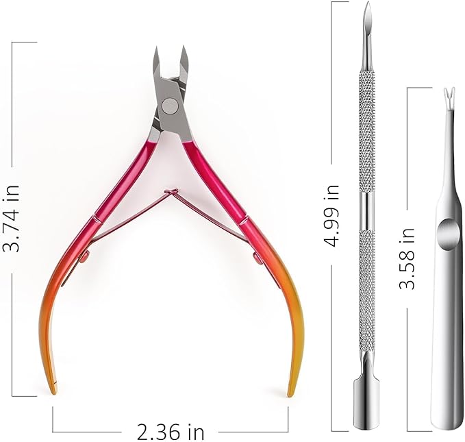 Cuticle Nipper, Polished Coated Durable Trimmer with Pusher, Nail Clipper with Fine Edge, Comfort Grip Cuticle Cutter and Remover Tool Kit for Nail Care (Rose+Pushers-1 SET)