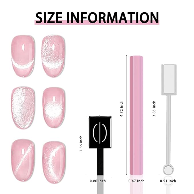11 PCS Cat Eye Magnets For Nails Magnets For Cat Eye Nails Professional 11 In 1 Nail Polish Magnet For Gel Polish Magnets Wand Magnetic Nail Pen Pink Hexagon Strong Nail Magnet Stick Pens