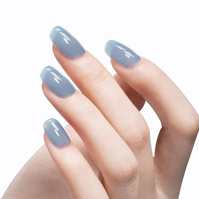 MAYCHAO 15ML Jelly Blue Nail Polish 1Pc Transparent Navy Blue Gel Polish Soak Off UV LED Translucent Nail Polish Nail Art Starter Manicure Salon DIY at Home, 0.5 OZ