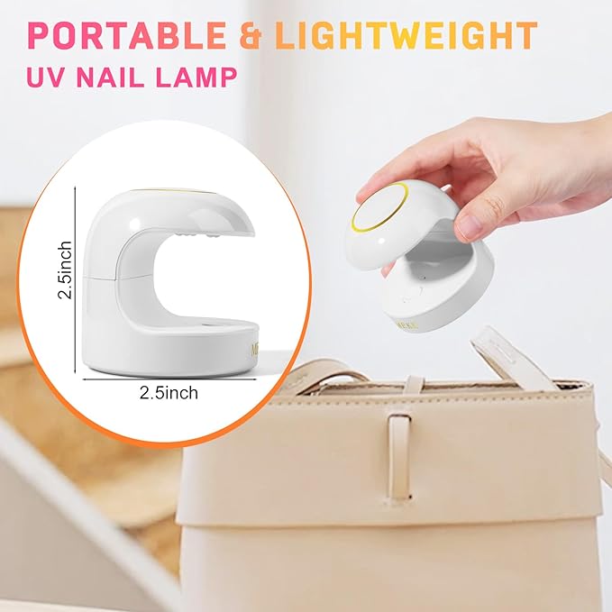 MEKK Mini UV Light for Gel Nails, 18W Cordless Single Finger UV LED Nail Lamp, Portable Small Professional Flash Cure Lamp for Detail Work, Compact Design for Beginners, Travel, Home - White