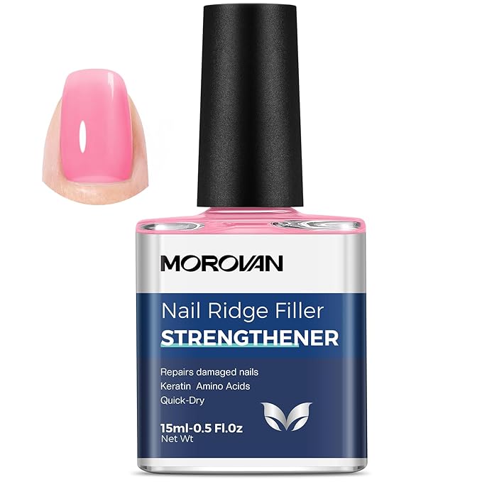 Morovan Nail Strengthener and Growth: Purple Pink Nail Polish Hardener Brightener for Damaged Nails Natural Concealer Foundation Air Dry Prevents Discoloration Essential Manicure Care Gift Women