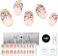 Semi Cured Gel Nail Strips with 20 Pieces - UV Gel Stickers, Manicure Kit, Easy Application Wraps Includes Prep Pads, Nail File, Wooden Stick - UV Light Required (Sprinkles)