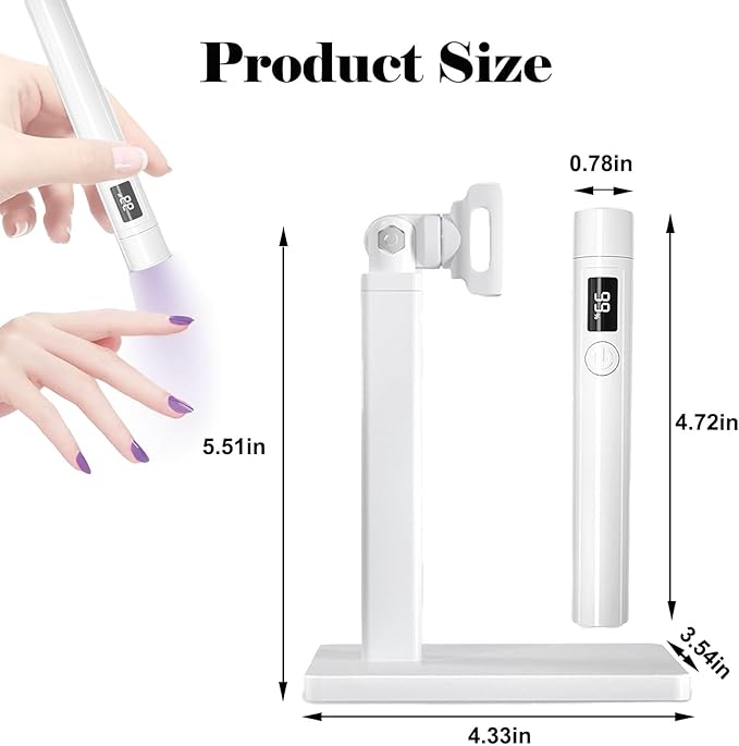 3-in-1 Handheld UV Nail Light Kit - Portable Stand with LCD Display - Cordless UV LED Nail Lamp for Home DIY Manicure