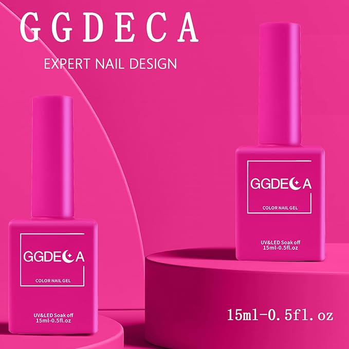 15ml Hot Pink Gel Nail Polish, Bright Pink Gel Polish, Dark Neon Color Same Color Same Bottle, High Gloss U V Soak Off Nail, DIY Sparkle Manicure Salon