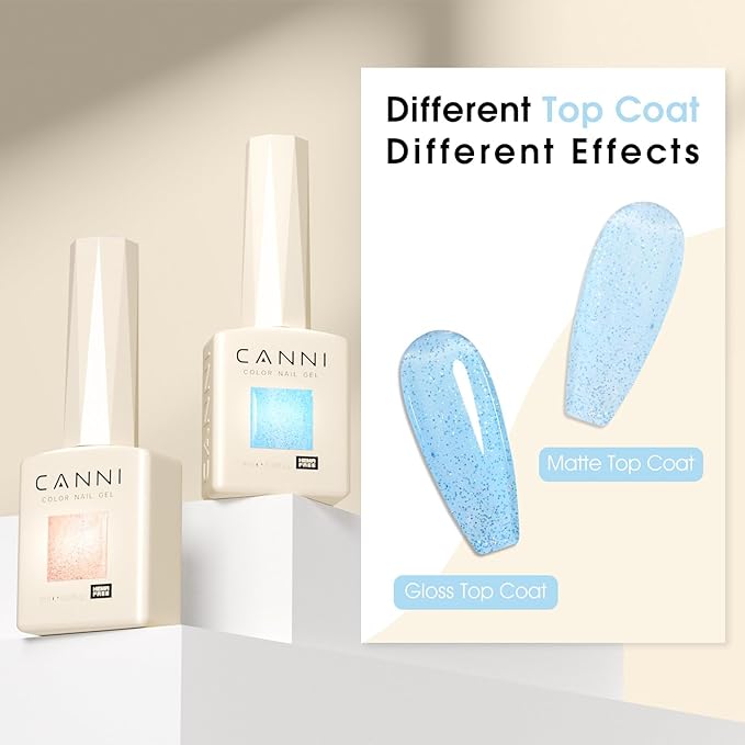 CANNI Gel Polish Glitter Gel Nail Polish Set, 8 Colors Sugar Silver Pink Orange Green Blue Shiny Glitter Gel Polish U V LED Soak Off Fairy Manicure Kit Gift for Women Girls
