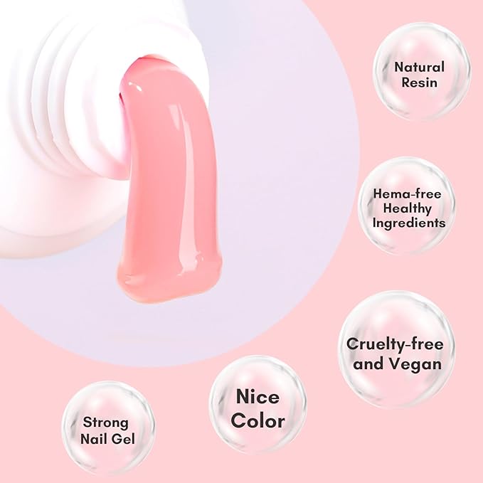 Makartt Hema-Free Poly Nail Gel：Builder for Extension and Strengthener, Tender Nude Pink, 50 ML, Strong and Half Solid Texture, Long-Lasting and Easy to Use Manicure Supplies-Peachy