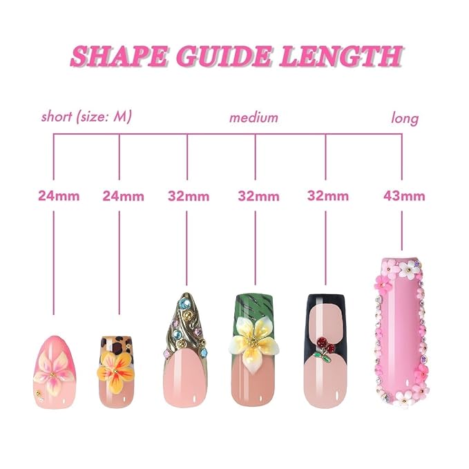 Trendy Cherry Leopard Press-On Nails 10pcs, Handmade Acrylic Square Tips with 3D Blossom Art & White French Mix, Tortoiseshell Accents, Reusable Full Cover Nail Set for Fashion Everyday Style – Appife