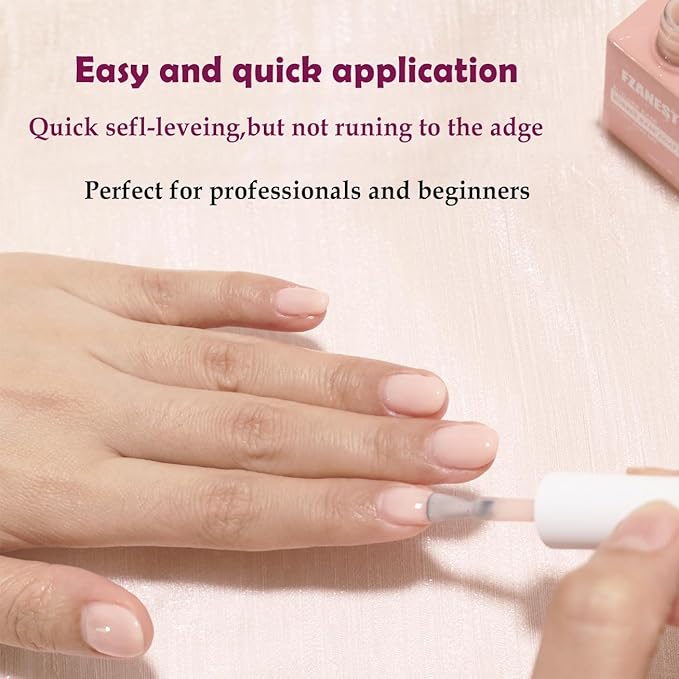 FZANEST Nude Pink Builder Gel 15ml, Natural Color Rubber Base Gel Polish for Nail Strengthener Extension Self-leveling Soak Off UV LED French Nail Base
