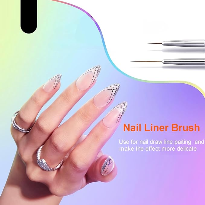 6PCS Nail Art Brushes Set - Professional Nail Design Kit with Gel Polish Brush, Liner, Dotting Tools & Dual-Ended Brushes for Acrylics, French Tips, DIY Manicure Gifts for Beginners/Artists