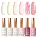 JR Gel Nail Polish Set, 16ml Full Size Bottle 6 Colors Milk White Pink 9D Cateye Glitter Nail Gel Polish Gift Soak Off Led Nail Art Kit Salon DIY Colorful Bottle A