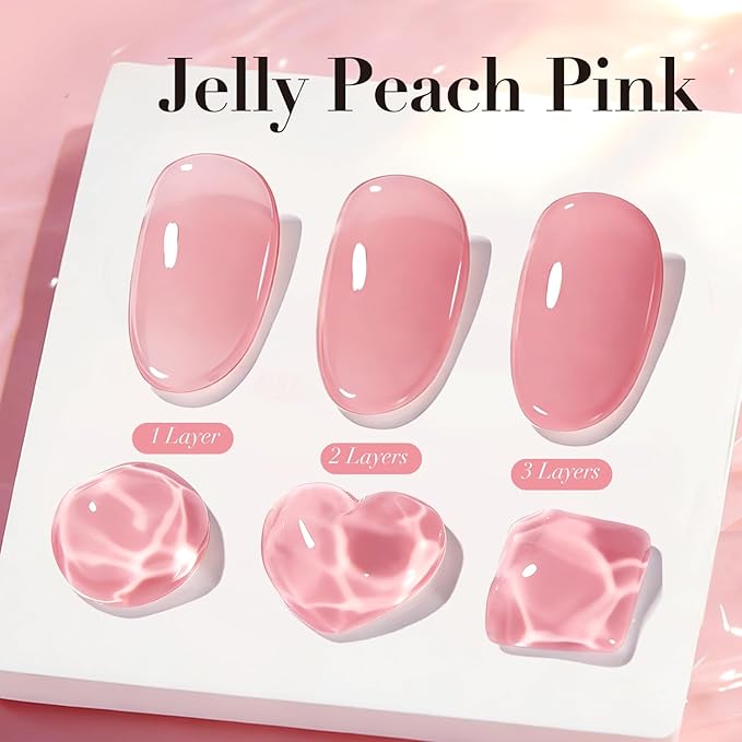 AZUREBEAUTY Builder Nail Gel, 18ml 7-in-1 Jelly Peach, Beginner Friendly, 30-Day Nail Strengthener Extension Glue, For Home Salon DIY & Gifts