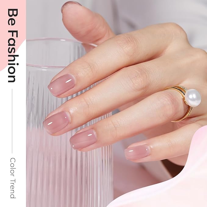 modelones Jelly Gel Nail Polish, 6 Colors Nude Gel Polish Milky White Pink Red Neutral Nail Art Design Translucent Kits Soak Off LED Nail Lamp Manicure Salon DIY Girls Women Gift