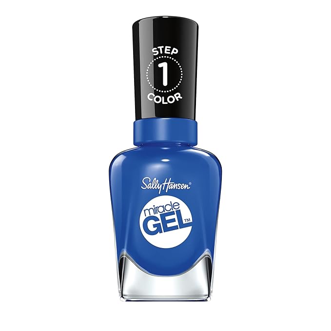 Sally Hansen Miracle Gel Salon Quality Nail Polish | Gel-Like Formula, Two-Step System, No UV Light Needed, Long Lasting | Opaque, Glossy | 619 Tidal Wave | Dark Blue Nail Polish