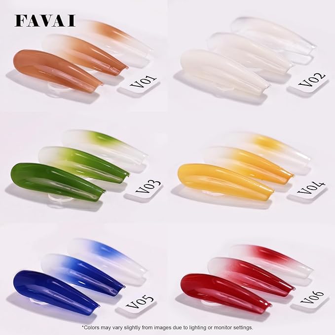 FAVAI Airbrush Gel Nail Polish, 24 Colors, No Dilution,Acetone-Free,French Manicure,Ombre Nail Art,DIY,Salon Quality Nail Supplies,Perfect Gifts for Girls & Women