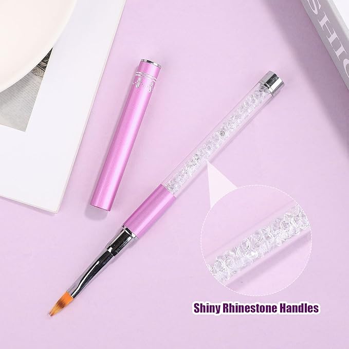 Ombre Nail Brush, Nail Painting Art Brushes with Rhinestone Handle Nail Design Brush for Nails Extension Manicure Cleaning Gradient Gel Polish