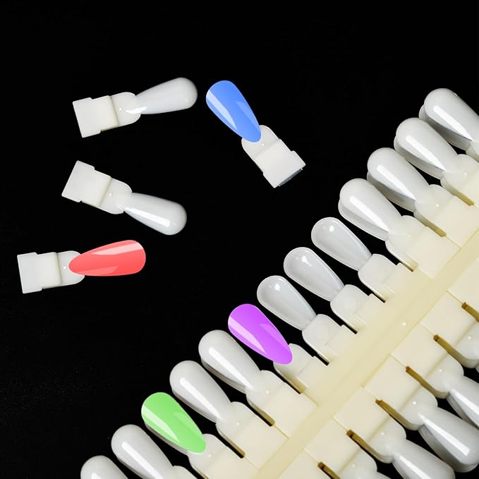 2Set Nail Color Display Tips Detachable Nail Tip Display Palette Board Double Sided Practice Samples Training Tools Nail Gel Color Display Cards Nail Color Swatches 144Pcs Nail Tips