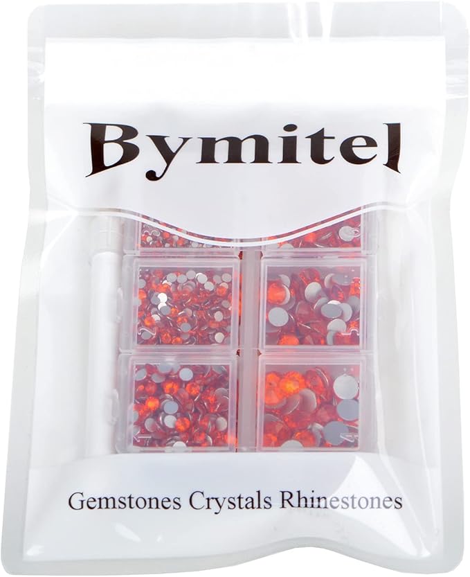 Bymitel 5000 Pieces 6 Mixed Sizes Glue Fix on Glass Rhinestones Round Crystal Gems Flatback for DIY Jewelry Making with one Picking Pen(6-Sizes 5000PCS, Hyacinth)