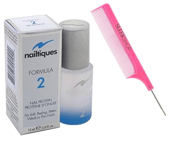 yper N𝐚iltiqu𝐞𝐬 Formula 2 Nail Protein Treatment - Nail Booster for Soft, Peeling, Bitten, Weak, Thin Nails (w/SIeekshop Pink Comb) (FORMULA 2 (1/2 oz | 0.5 oz))