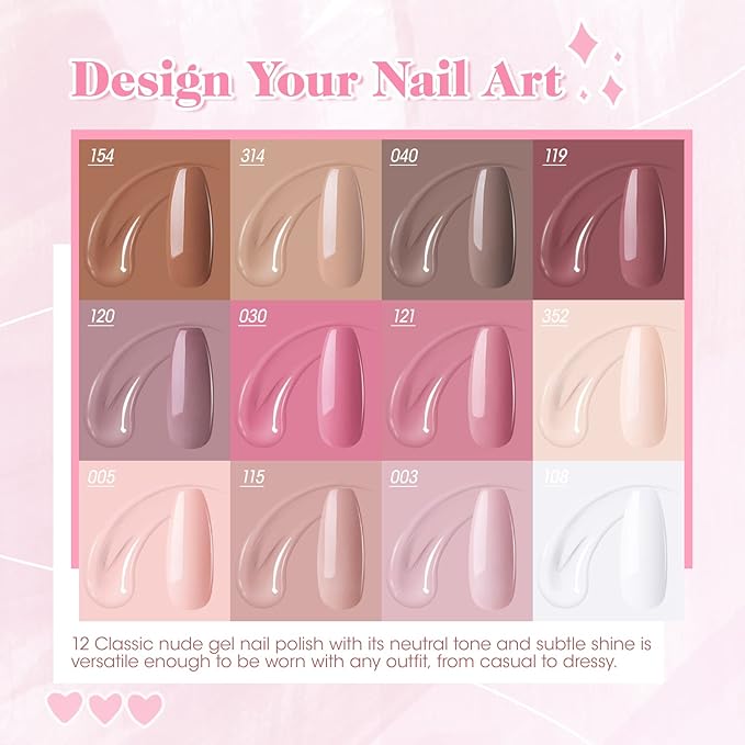 Gellen Gel Nail Polish Kit with U V LED Light 72W Nail Dryer, 12 Gel Nail Colors, No Wipe Top Base Coat, Nail Art Decorations, Manicure Tools, All-In-One Manicure Kit for Mother's Day Gift