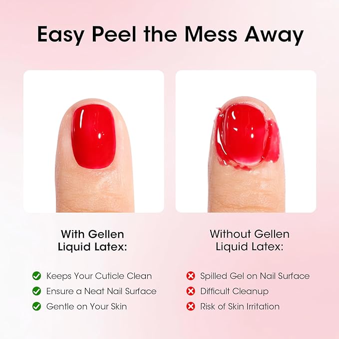 Gellen Liquid Latex for Nails, Peel Off Cuticle Guard for Nail Polish Skin Barrier Protector Nail Art Liquid Latex Tape for Manicure Home Salon 15ml Pink Cuticle Protectors Gifts for Women