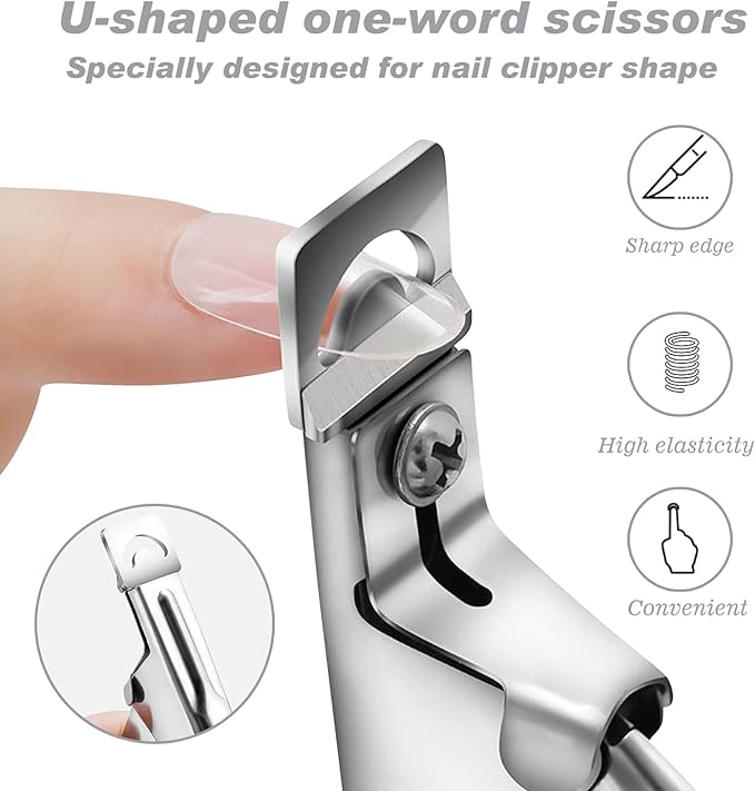 SUMAJU Professional Acrylic False Nail Clippers for Acrylic Nails Nail Tip Cutter Nail Manicure Tool (Silver)