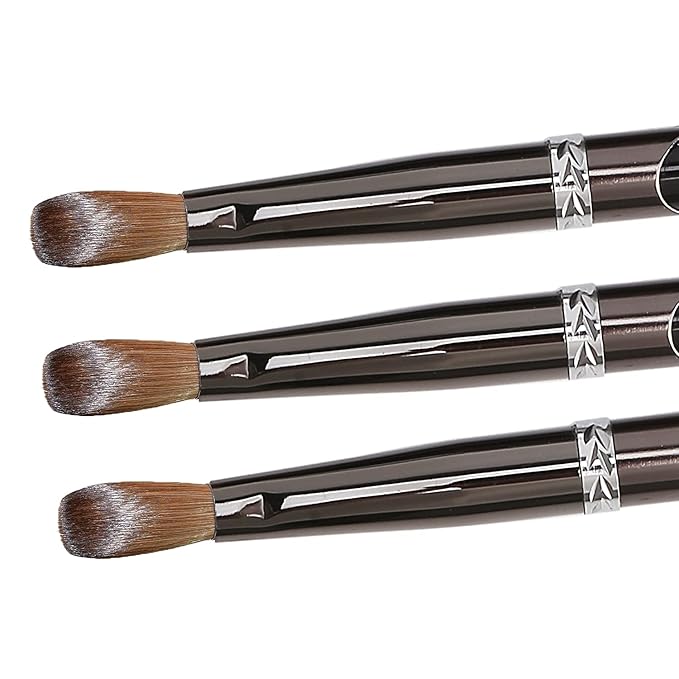 A&K L'YDIA Acylic Nail Brush-2pcs Pure Konlisky Sable hair Crimped Oval Nail Art Brush Black Metal handle with Nail Files for Professional acrylic Application Manicure Crystal Powder Pedicure