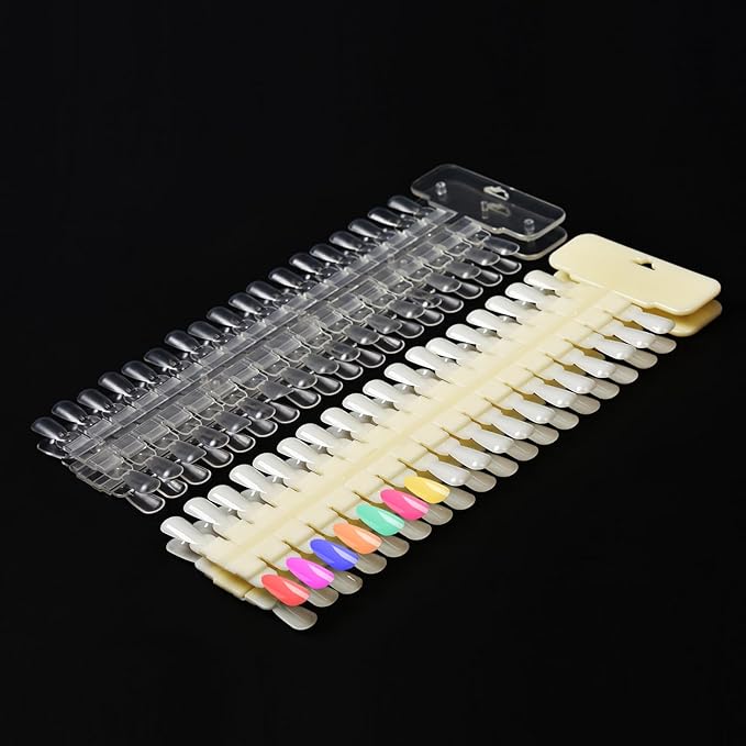 2Set Nail Color Display Tips Detachable Nail Tip Display Palette Board Double Sided Practice Samples Training Tools Nail Gel Color Display Cards Nail Color Swatches 144Pcs Nail Tips