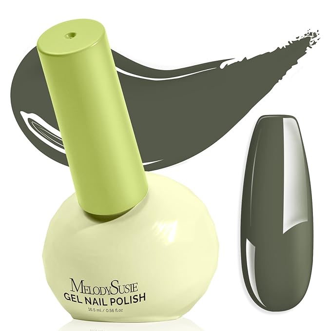 MelodySusie Highly Pigmented Gel Nail Polish, 0.56 Fl Oz Soak Off UV LED Green Gel Polish, Plant-Based Formula, 16.5ml Tilt-and-Stand Bottle, TPO & HEMA Free, Gift for Nail Art at Home & Salon