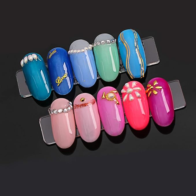 100PCS Transparent Nail Art Display Stand,With 2 Rolls Double-Sided Tape For Practicing,Acrylic Nail Tips Display Strips,Fake Nails Art Tips Practice Holder For Salon Home Nail Accessory Office Decor