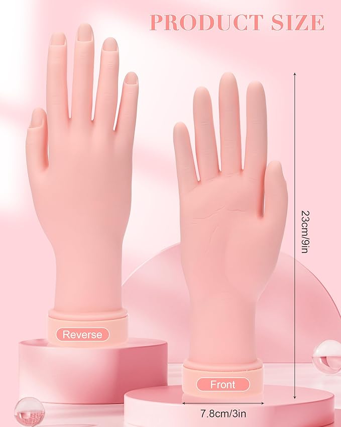 Practice Hand for Acrylic Nails Soft Touch Mannequin Hand for Nails, Flexible and Bendable Fake Hand for Nails for Nail Art Beginners