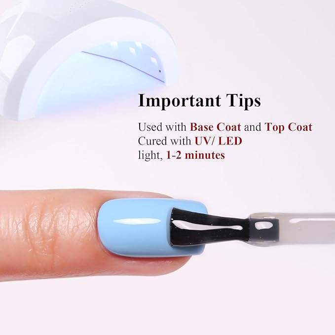 Gel Polish, 0.5 Fl Oz Light Blue Gel Nail Polish Spring Summer Soak off LED UV Gel Nail Polish Art Starter Manicure Salon DIY Nail Gel Polish