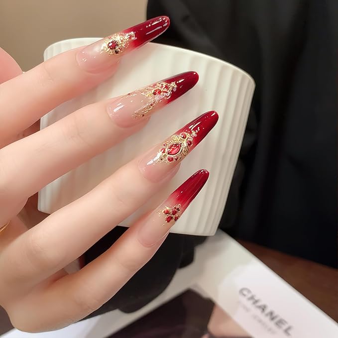 2 Sheets 5D Embossed Gemstone Nail Stickers Retro Gemstone Nails Art Decals for Women DIY Manicure Decorations