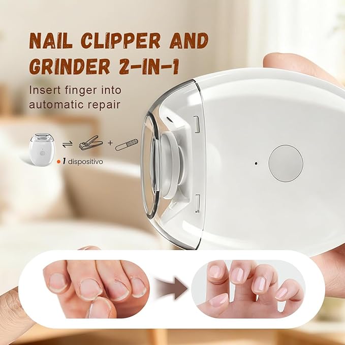 Universal Automatic Fingernail Grinder,Portable Electric Nail Clipper with LED Light and 3 Speeds,360° Silent Auto Fingernail Cutter and Polishing Trimmer for Safe (2 PCS)