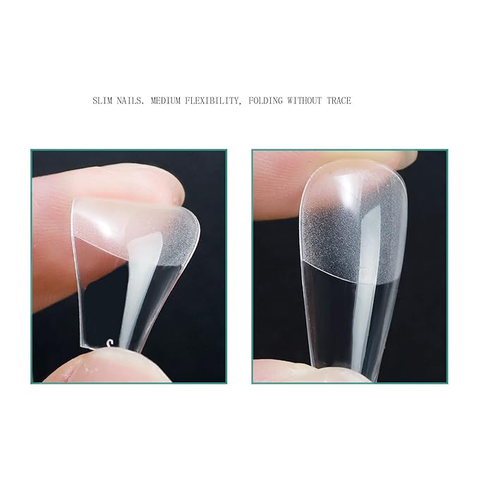 Almond Shaped Nail Tips For Acrylic Nails Professional 500pcs Matte Clear False Nails Tips Press On Nails French Fake Nails For Nail Extension Full Cover Nails With Case For DIY Nail Art, 11 Sizes