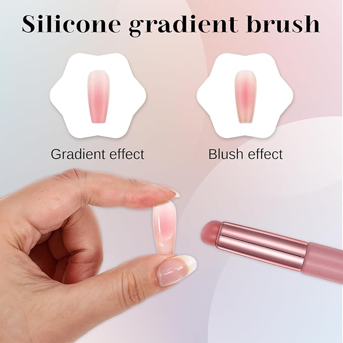 5 Pcs Silicone Nail Brushes, Ombre Nail Brush, Nails Design Brushes, for Gradient Nails Sponges, Gel Polish, Double-Head Sponge Pen, Gradient Sponge Brush for Manicure Tools