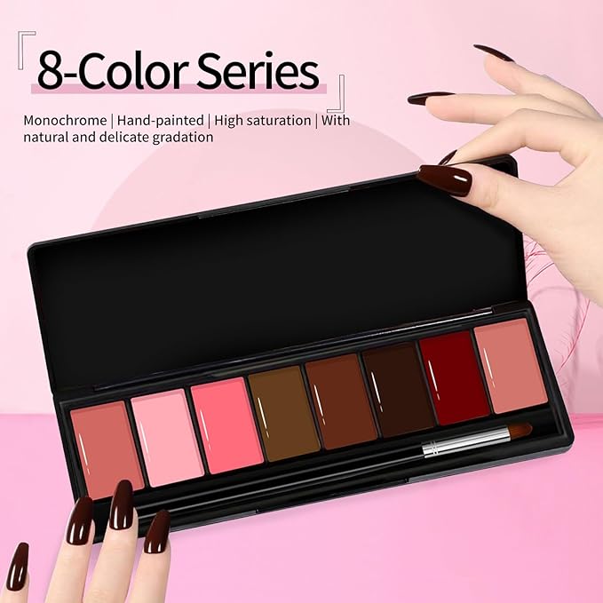 Finger Secret 8 Colors Ombre Gel Pat Nail Polish Set,Ombre Pigment for Nails, Pat Painting Gradient Blooming Gel with 50Pcs Nail Sponges for 13D Gels Nail Art can be Painted in Salon or Home Use