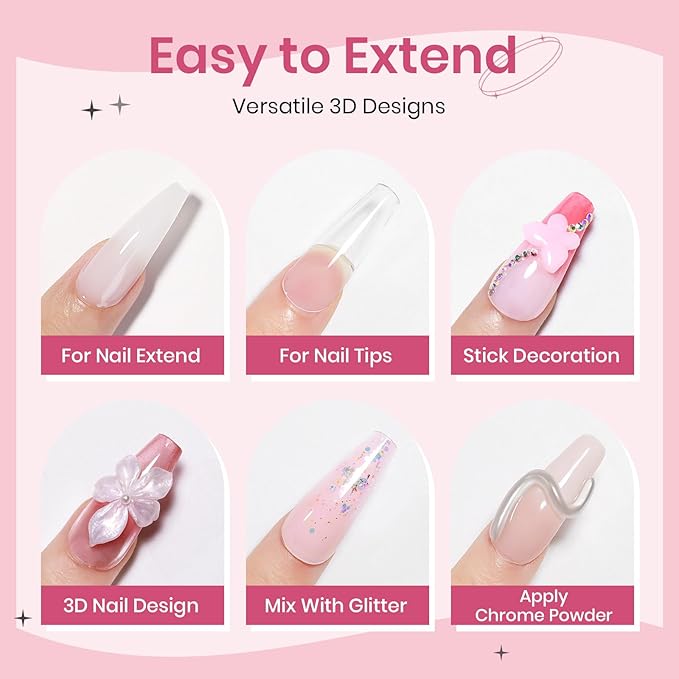 3D Sculpting Gel for Nail Art Pearl White Pink and White Solid Builder Hard Gel for Nail Extend Sculpture Molding Gels Non Stick Hand DIY at Home for Women Girls
