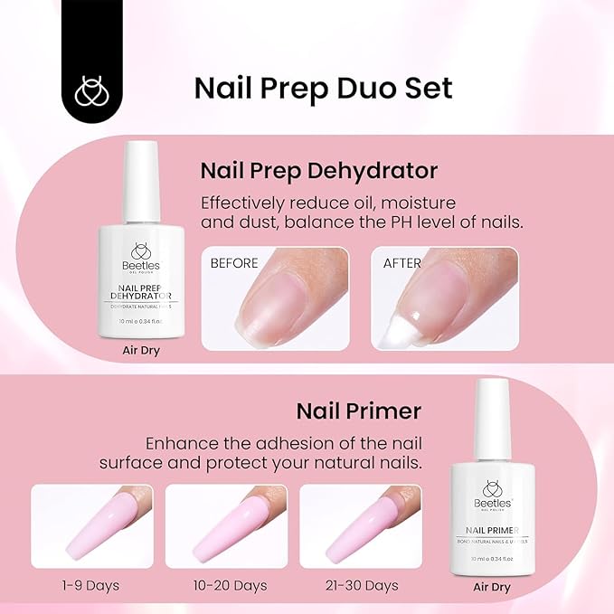Beetles Gel Nail Kit Medium Almond with Dehydrator and Primer, 576Pcs Half Matte Etch-X Gel Nail Tips Solid Glue Mini Lamp Acrylic Nail Tips Easy DIY Nail Extension Set Gift for Women