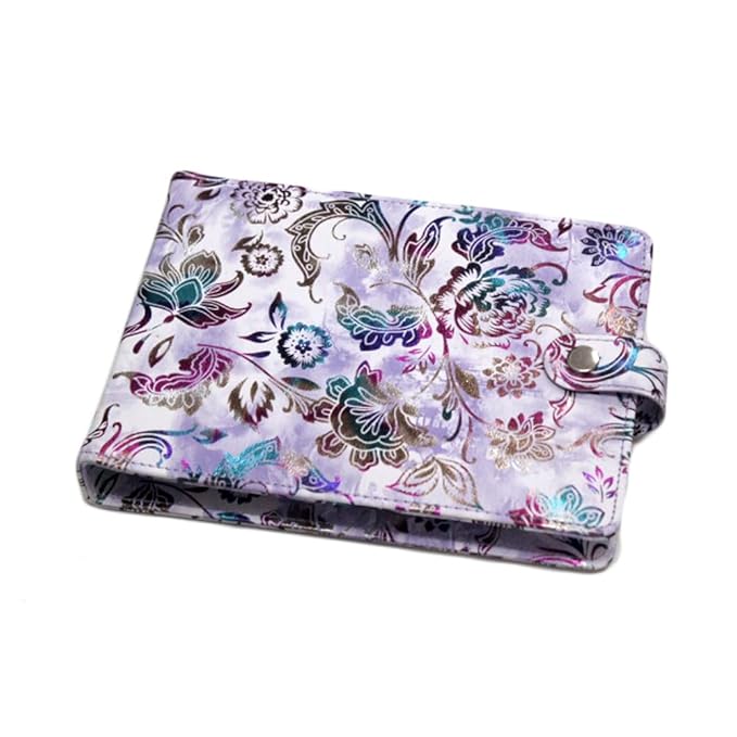 DRDS 16 Slots Nail Art Stamp Plate Holder Stamping Plates Storage Bag Cases Flower Pattern Practical Empty Rectangle Plates Big Size 9.5X14.5CM Organizers