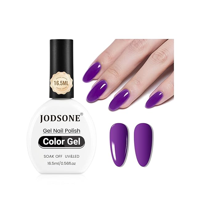 JODSONE 16.5ml Gel Nail Polish Dark Purple Polish Dark Purple Color High Gloss Soak Off U V Gel Nail Manicure Salon DIY at Home