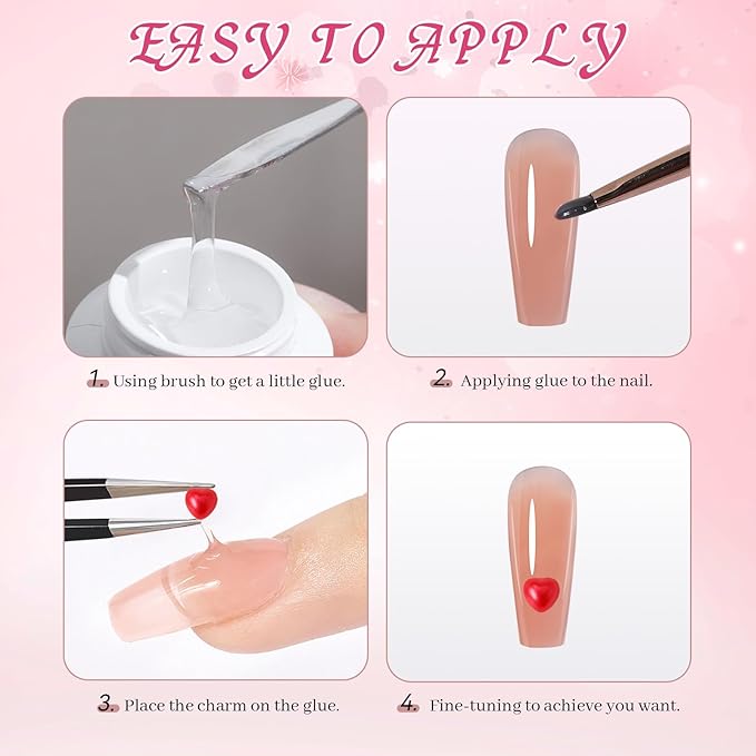 3D Nail Charms and Gems with Bows, Hearts, Rose, Flowers Pearls and More Than 500 Rhinestones for Nails Design, Cute Y2K 3D Nail Decorations