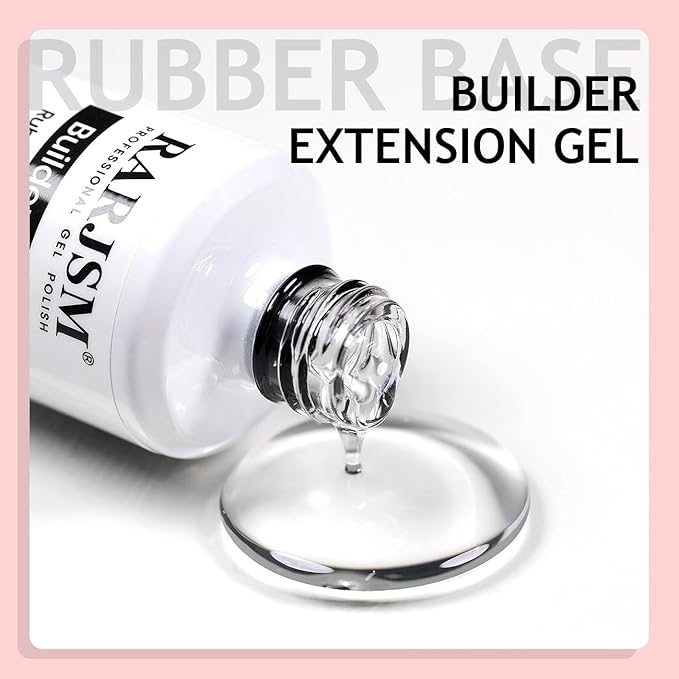 RARJSM Gel Nail Polish Clear Transparent Gel Builder for Nails Rubber Base Hard Gel Nail Polish Sheer Brush on Extend Gel in a Bottle Soak Off UV LED Curing Requires 15ml Salon Home DIY Use