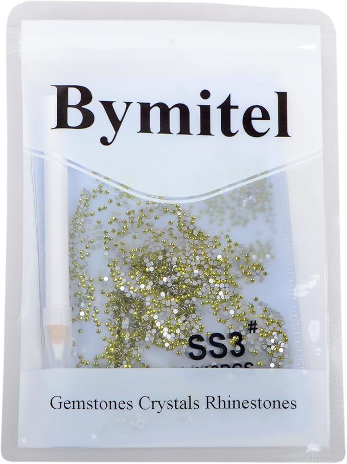2880PCS Art Nail Rhinestones Non Hotfix Glue Fix Round Crystals Glass Flatback for DIY Jewelry Making with one Picking Pen (ss3 2880pcs, Olivine)