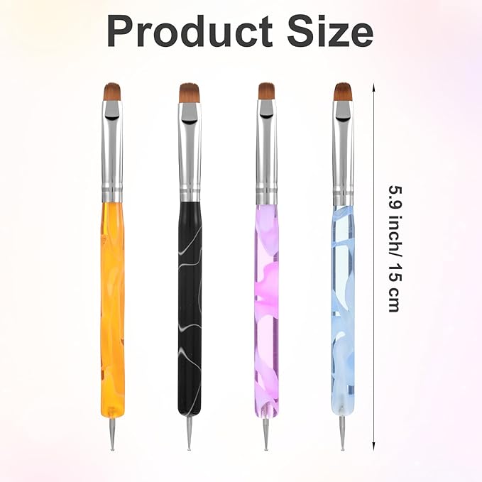 4 PCS Nail Art Brushes Set, Multifunctional Nail Brushes for Nails Art Design Brush Gel Nails Brush, Dotting Pens Professional Tools for Drawing Painting 3D Design Salon & DIY Christmas Gift