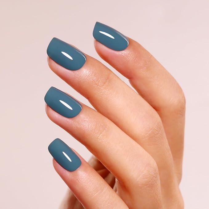Gel Polish, 0.5 Fl Oz Grayish Blue Gel Nail Polish Autumn Winter Art Starter Soak Off LED UV Manicure Salon DIY