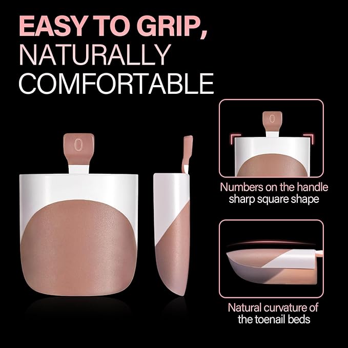 AILLSA French Tip Press on Toe Nails, 150PCS Sharp Square Brown Pink Acrylic Fake Toenails 15 Sizes Full Cover Long-Lasting for Women DIY Pedicure