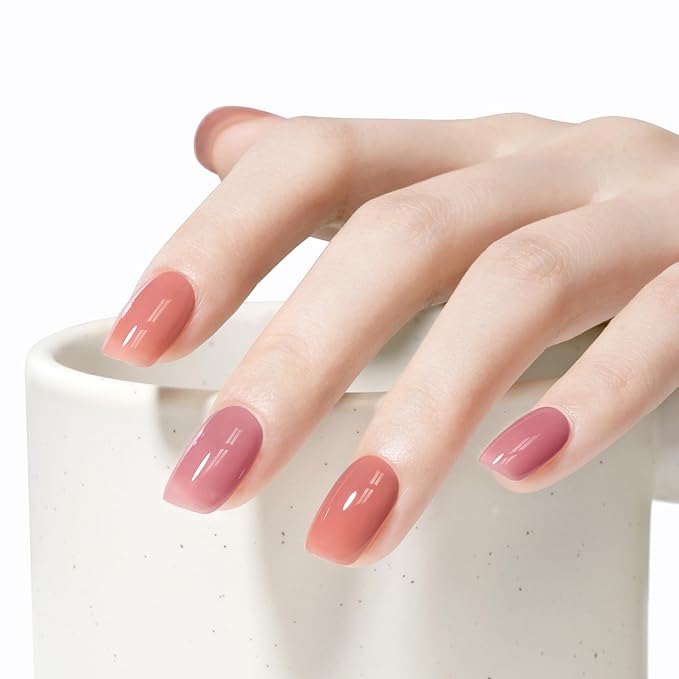 MAYCHAO 15ML Jelly Neutral Gel Nail Polish 1Pc Transparent Nude Peach Gel Polish Soak Off UV LED Translucent Nail Polish Nail Art Starter Manicure Salon DIY at Home, 0.5 OZ