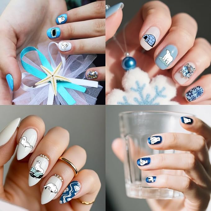 PH PandaHall 3pcs Polar Animal Nail Stamping Plates Seal Nail Art Stencils Polar Bear Nails Image Plates Glacier Nails Stamper Plate Aurora Manicure Art Templates for Women Manicures Salon Design